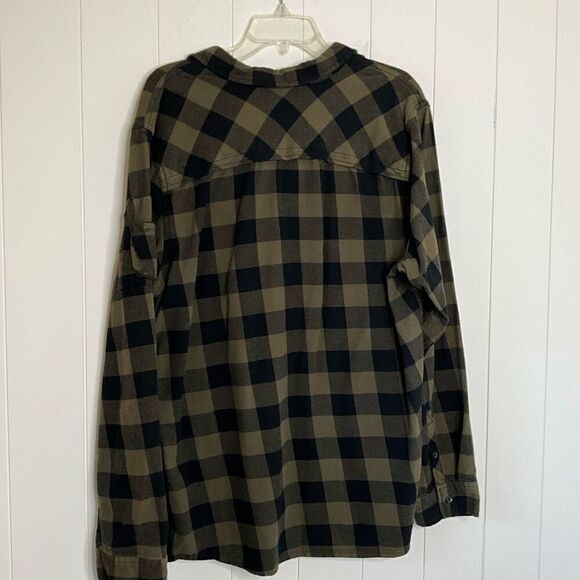 i Jeans by Buffalo Mens XXL Button Front Shirt Black Tan Plaid Long Sleeves - Picture 5 of 10